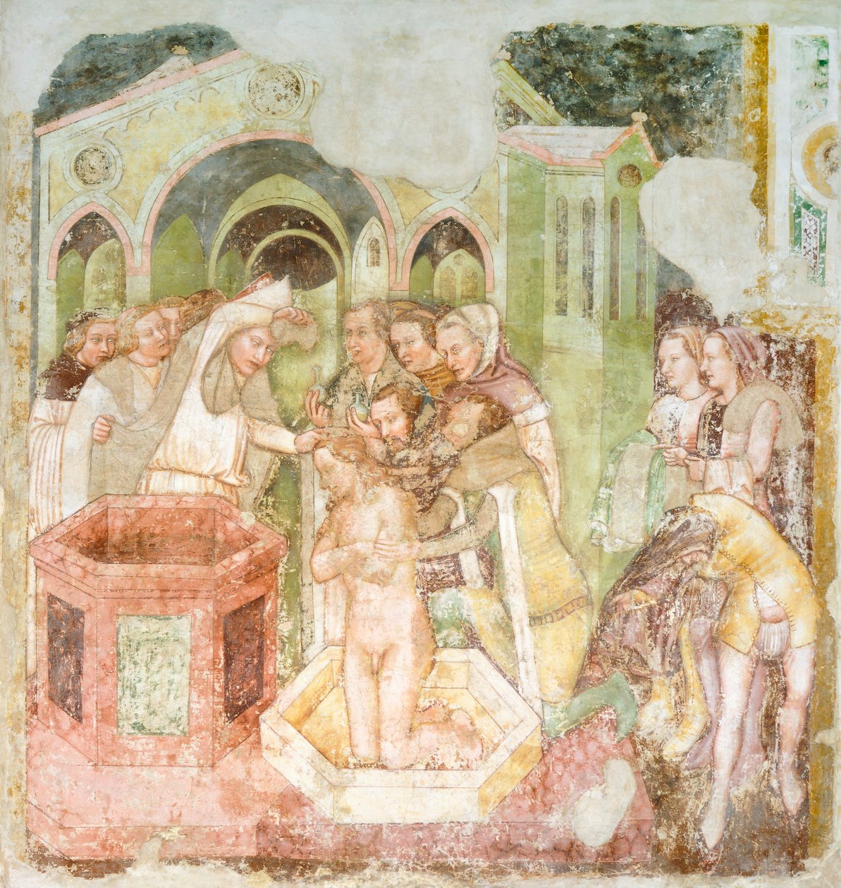 Englannin prinssin kaste, yksityiskohta freskosta Legend of St Ursula tekijältä Tomaso da (late 15th century) Modena