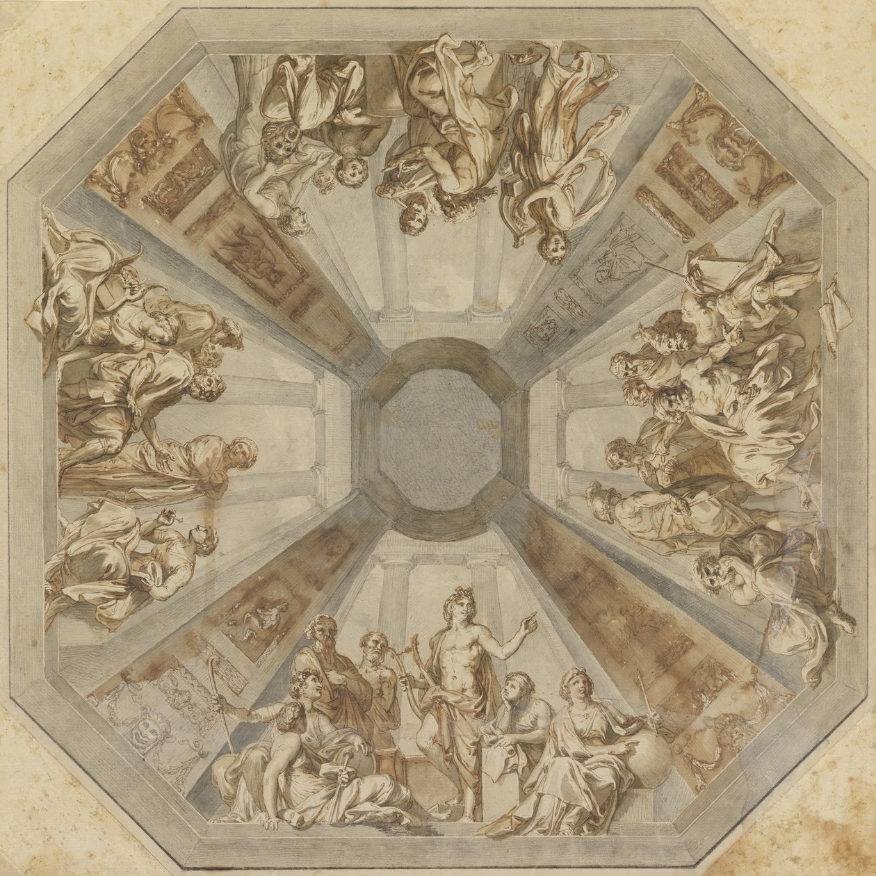 Tutkimus Apollon voitosta Sala delle Muse -katolle, Museo Pio-Clementino, Vati ... tekijältä Tommaso Maria Conca