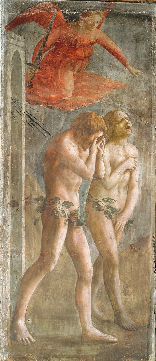 Aatami ja Eeva karkotettuna paratiisista, noin 1427 (ennen restaurointia) (ks. myös 200134 ja 30029). tekijältä Tommaso Masaccio