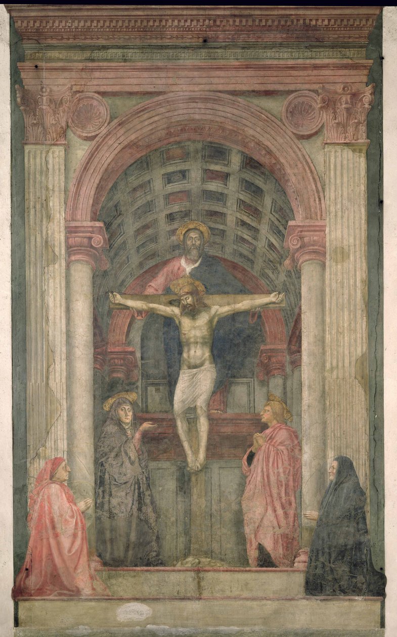 Kolminaisuus, 1427-28 (yksityiskohta) tekijältä Tommaso Masaccio