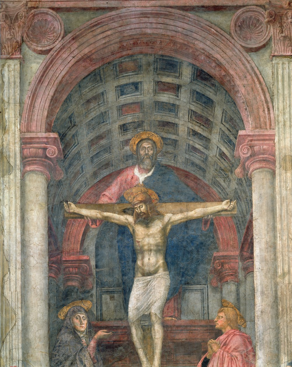 Kolminaisuus, 1427-28 (yksityiskohta) tekijältä Tommaso Masaccio