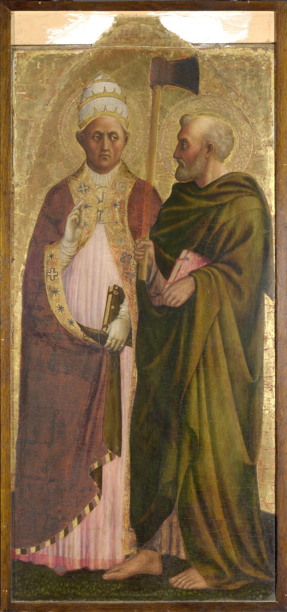 Paavi (Pyhä Gregorius) ja Pyhä Matias, noin 1428-29 (tempera paneelille). tekijältä Tommaso Masolino da Panicale