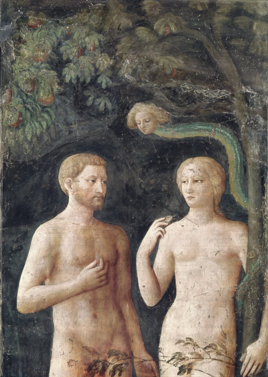 Yksityiskohta Aadamin ja Eevan kiusauksesta, n. 1423-25 freskon yksityiskohta 430556 tekijältä Tommaso Masolino da Panicale