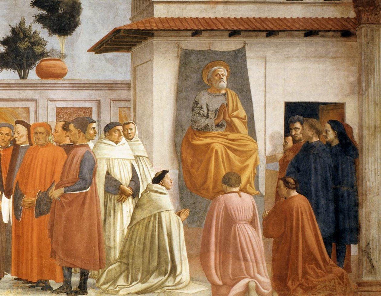 Teofiloksen ja Pyhän Pietarin valtaistuimen pojan kasvatus (yksityiskohta) tekijältä Tommaso si Ser Giovanni di Simone