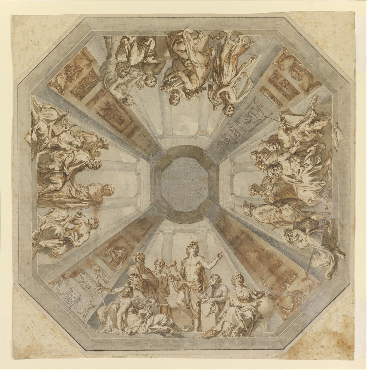 Tutkimus Apollon voitosta Sala delle Muse -katolle, Museo Pio-Clementino, Vati tekijältä Tommaso Conca