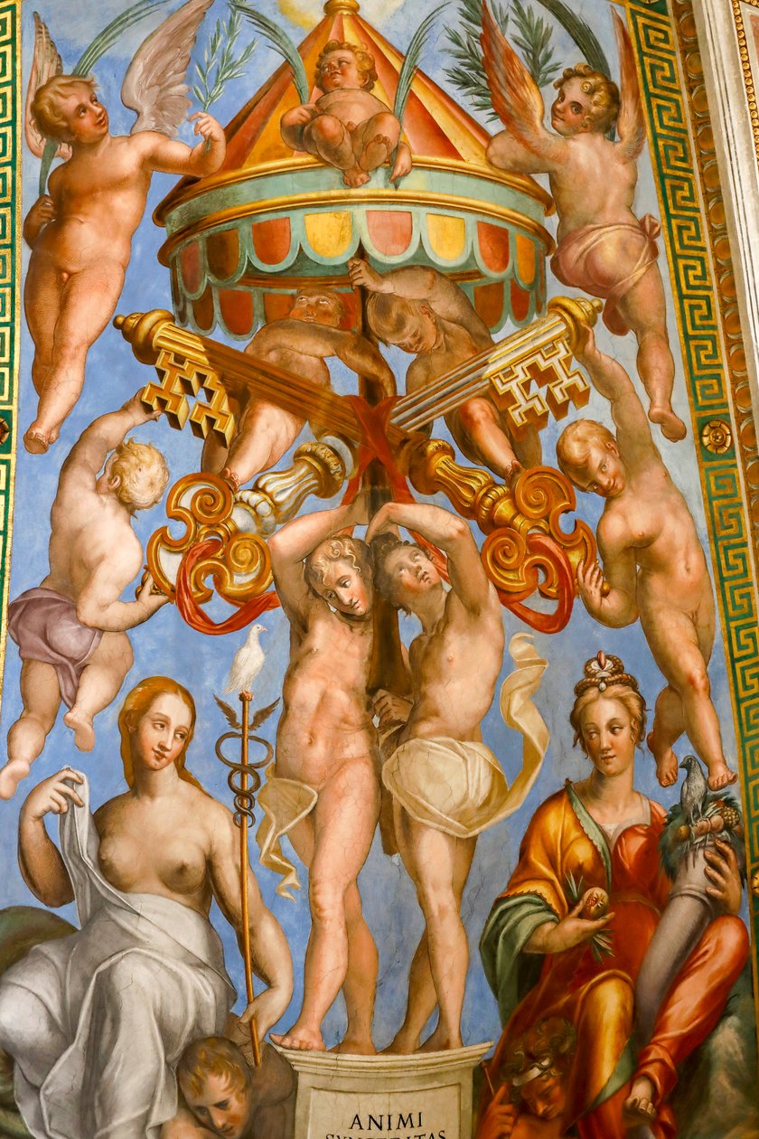 Konstantinuksen salin katto, yksityiskohta. 1585 (fresko) tekijältä Tommaso Laureti