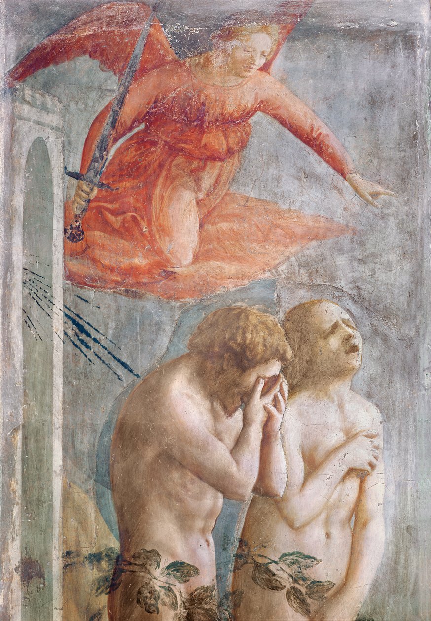 Yksityiskohta Adamista ja Eevasta, karkotettu paratiisista, noin 1427 (fresko) (yksityiskohta 30029) tekijältä Tommaso Masaccio