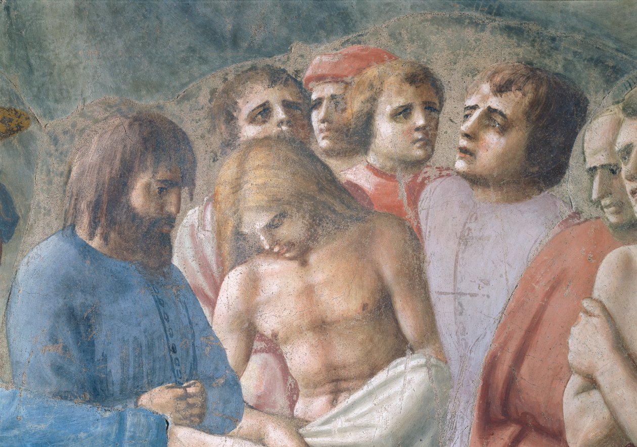 Pyhä Pietari kastamassa neofyyttejä Yksityiskohta kasvoja väkijoukossa, noin 1427, ks. myös 63311. tekijältä Tommaso Masaccio