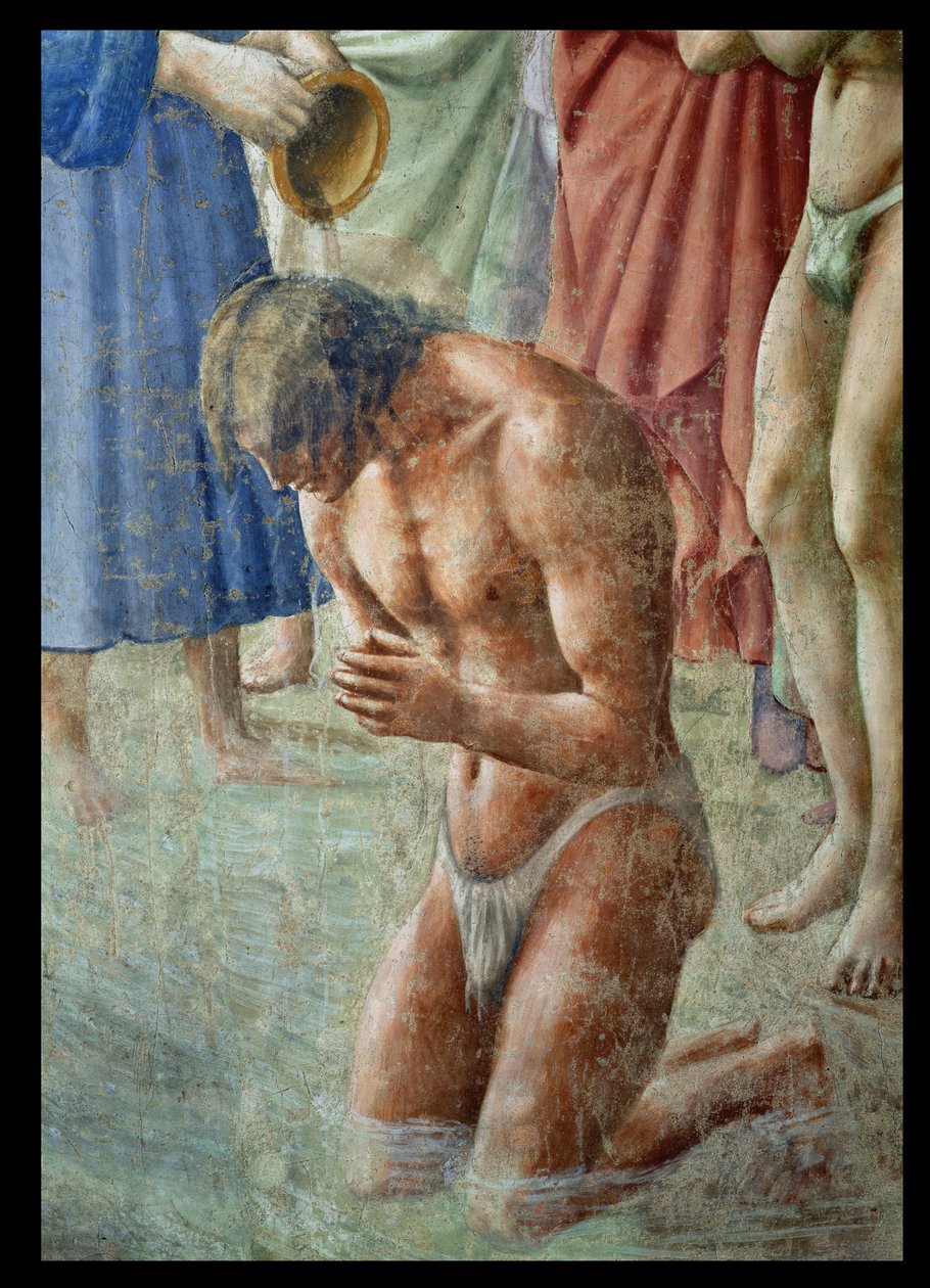 Pyhä Pietari kastamassa neofyyttejä, yksityiskohta neofyytistä, noin 1427 fresko ks. myös 63311. tekijältä Tommaso Masaccio