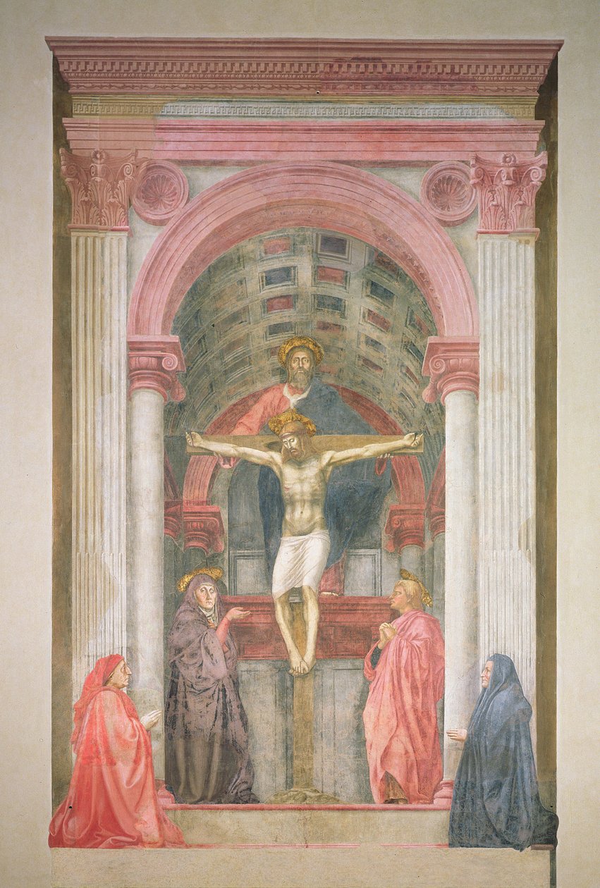 Kolminaisuus, 1427-28 (restauroinnin jälkeen) (yksityiskohta) tekijältä Tommaso Masaccio