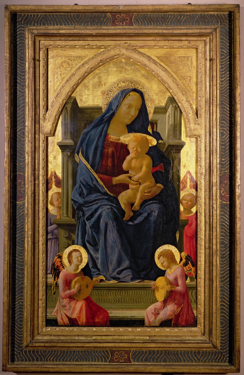 Virgin and Child, 1426 (tempera paneelissa) (katso yksityiskohdat 199298) tekijältä Tommaso Masaccio