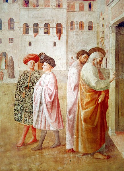 Yksityiskohta Pyhästä Pietarista, Tabithan herättämisestä, n. 1427 (yksityiskohta 57195) tekijältä Tommaso Masolino da Panicale