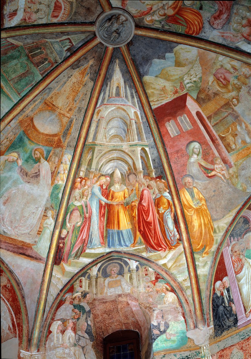 Neitsyen elämä: avioliitto - Fresco tekijältä Tommaso Masolino da Panicale