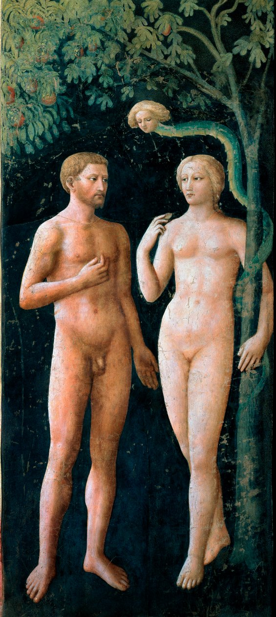 Aadamin ja Eevan kiusaus Fresko Tommaso di Cristofano Fini dit Masolino da Panicale (1383-1440) 1424-1425 su. 208x88 cm Firenze, Santa Maria del Carmine kirkko, Brancaccin kappeli tekijältä Tommaso Masolino da Panicale