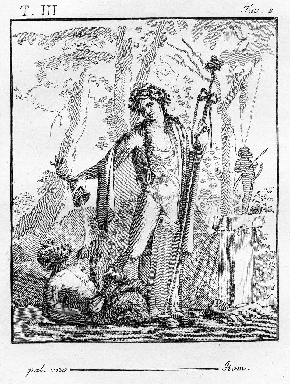 Bacchus Thyrsuksen kanssa, 1804 tekijältä Tommaso Piroli