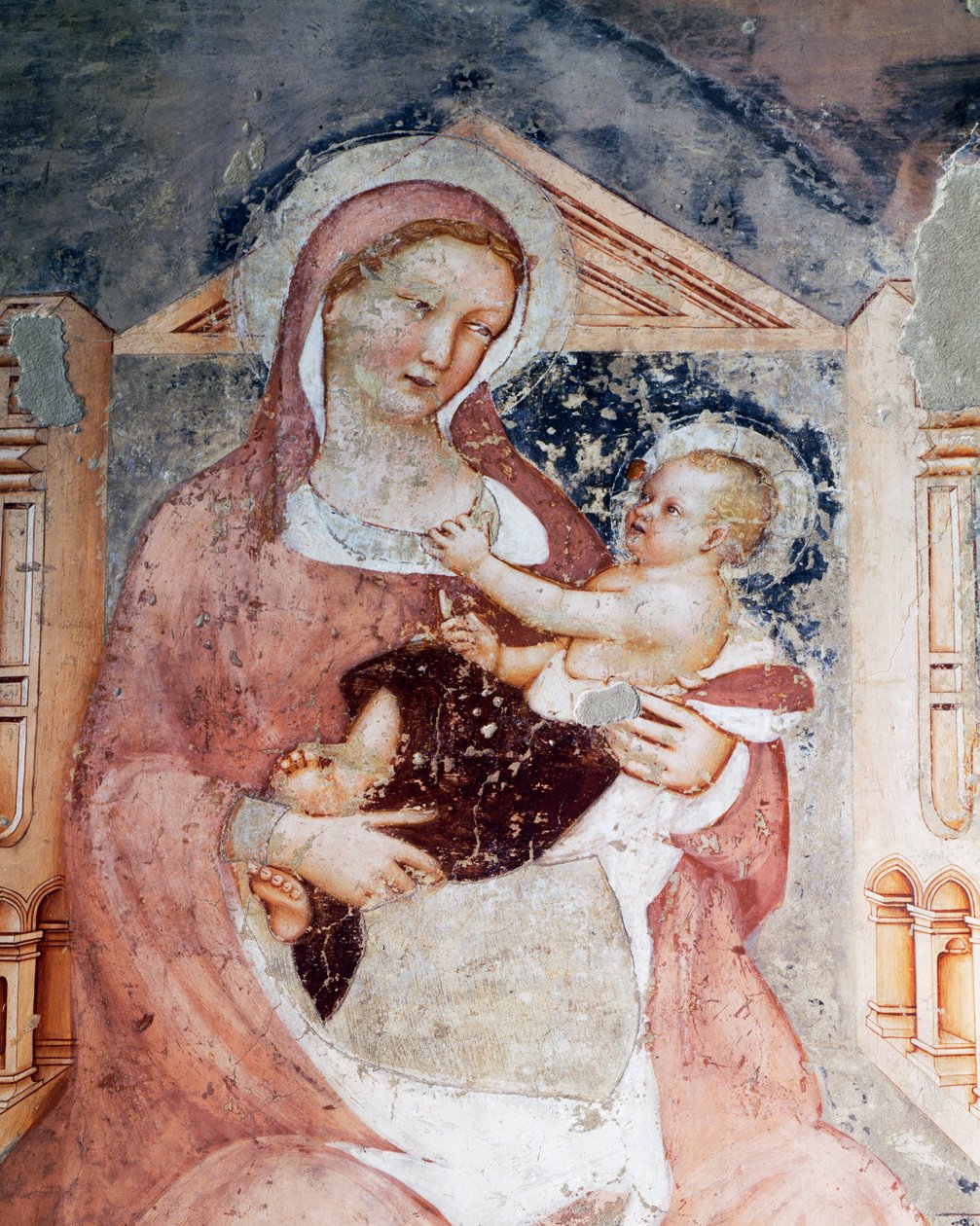 Madonna ja lapsi, yksityiskohta jaksosta Stories of St Ursula tekijältä Tommaso da Modena