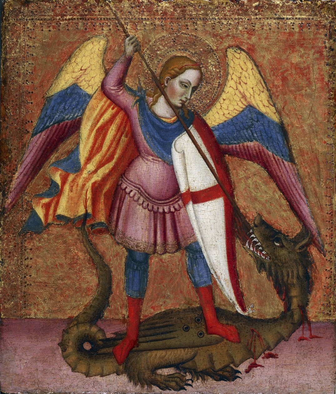 ""Arkkienkeli Pyhä Mikael"" Santa Verdianan mestarin maalaus (toimii vuosina 1380-1420) noin 1390 Waltersin taidemuseo, Baltimore Yhdysvallat tekijältä Tommaso del (fl.1377–1392) Mazza