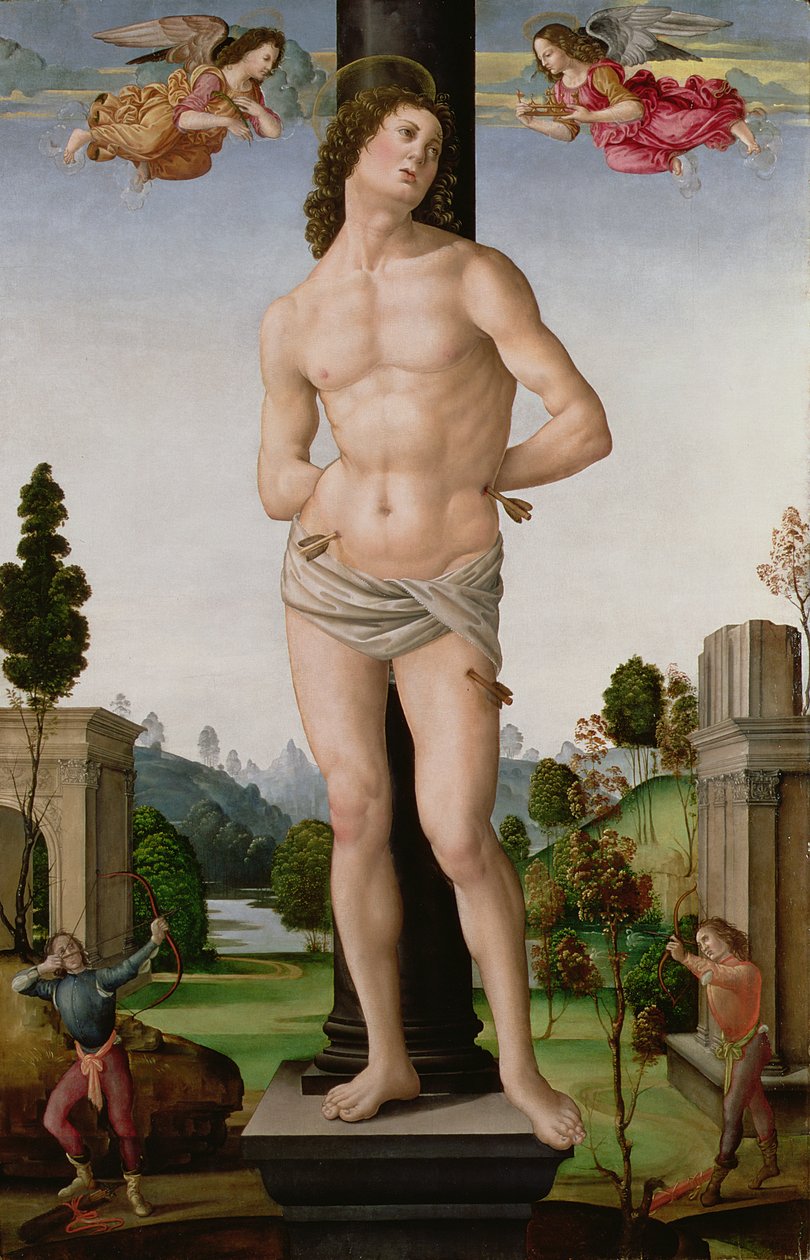 Pyhän Sebastianin marttyyrikuolema, n. 1490-1495 tekijältä Tommaso di Piero