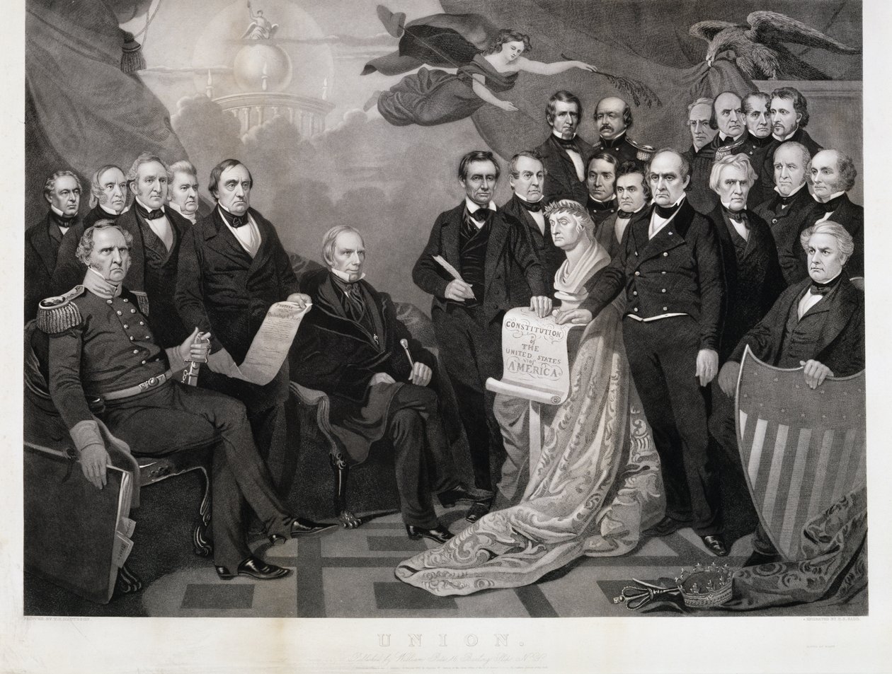 Unioni, c. 1861 (kaiverrus kudospaperille) tekijältä Tompkins Harrison (after) Matteson