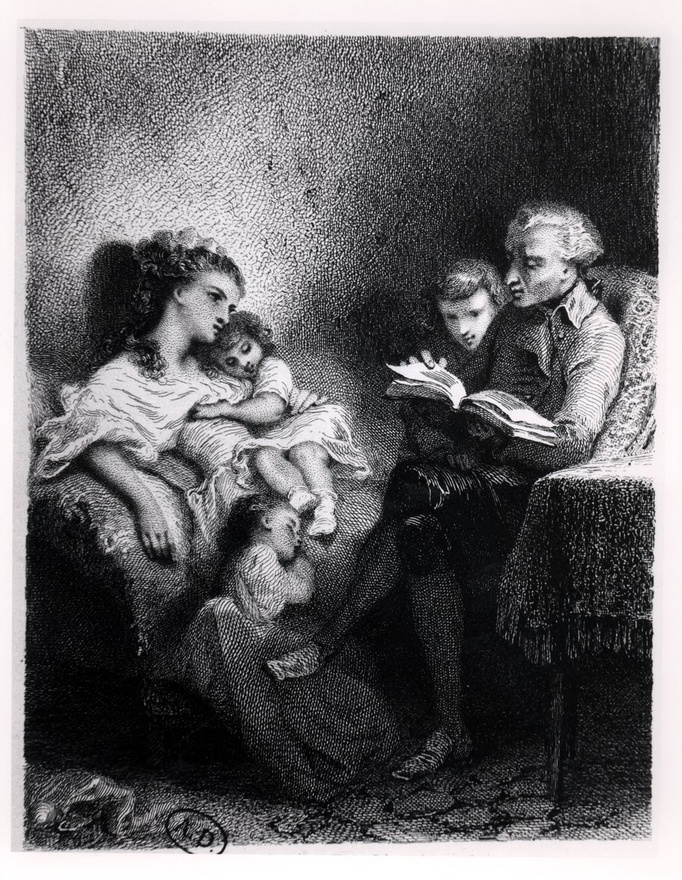 Alphonse de Lamartine (1792-1869) Lukemassa perheelleen tekijältä Tony Johannot