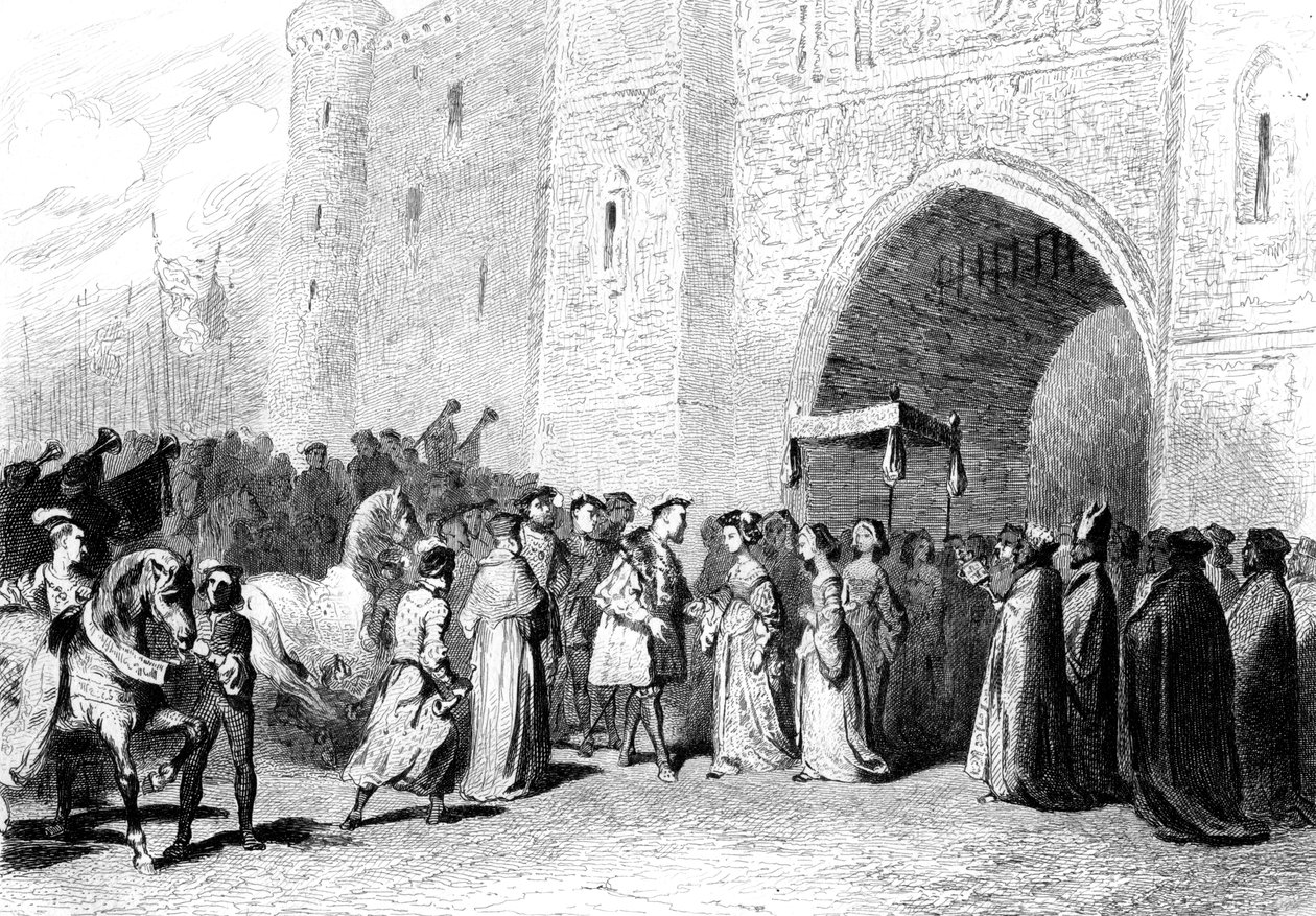Henry VIII:n ja Anne Boleynin tapaaminen, 1520-luku, 1842 tekijältä Tony Johannot