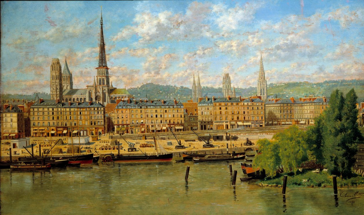 Le port de Rouen Torello Ancillottin (1843-1899) maalaus 1878 su. 0,36x0,62 m Rouen, musee des Beaux Arts - Rouenin satama. Torello Ancillottin (1843-1899) maalaus tekijältä Torello Ancillotti