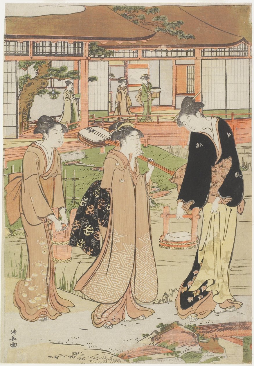 Piknik Daimyon puutarhassa, 1786 tekijältä Torii Kiyonaga