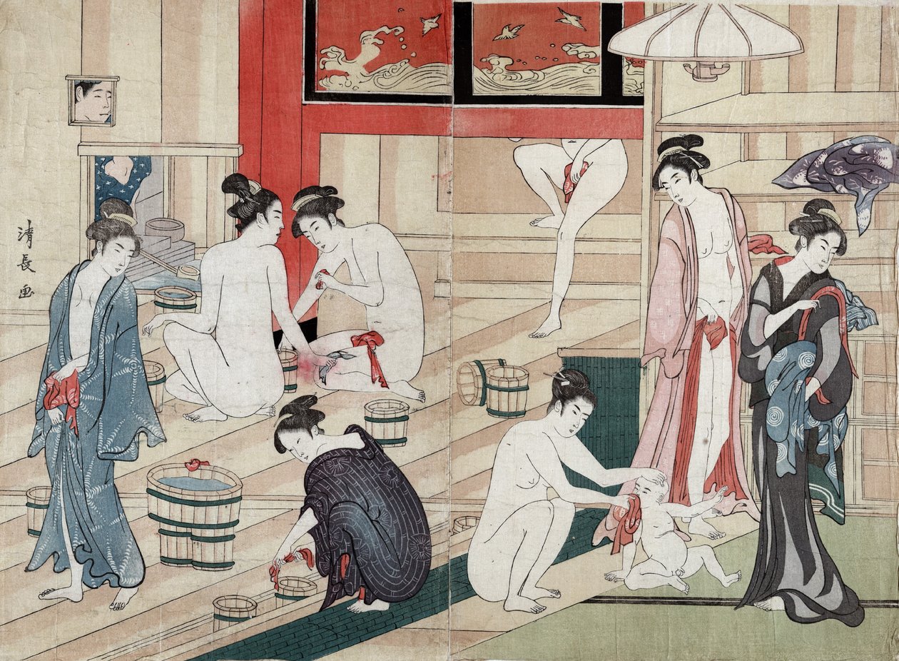Julkinen kylpylä, 1780 tekijältä Torii Kiyonaga