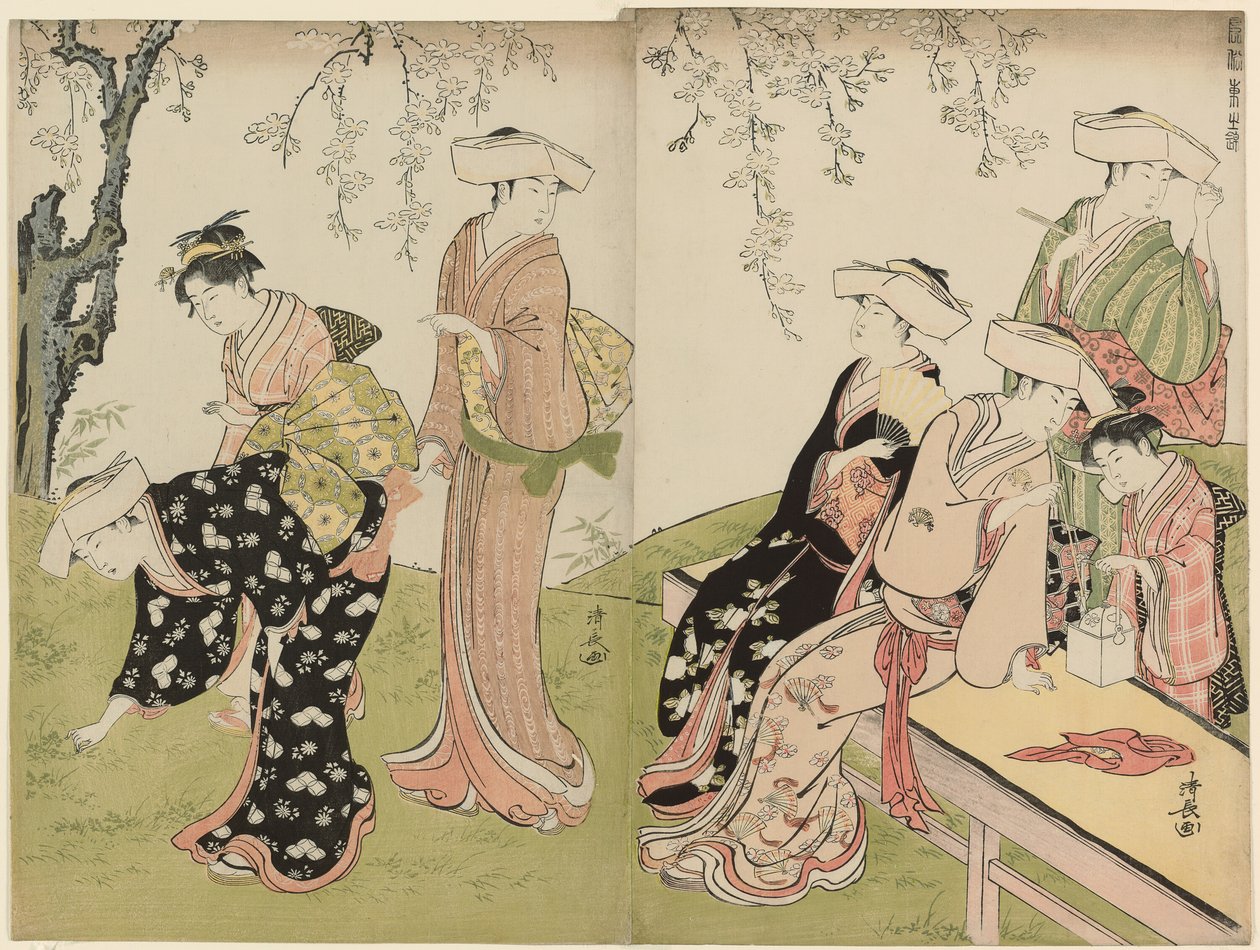 Kevätretki sarjasta A Brocade of Eastern Manners (Fuzoku azuma no nishiki) tekijältä Torii Kiyonaga