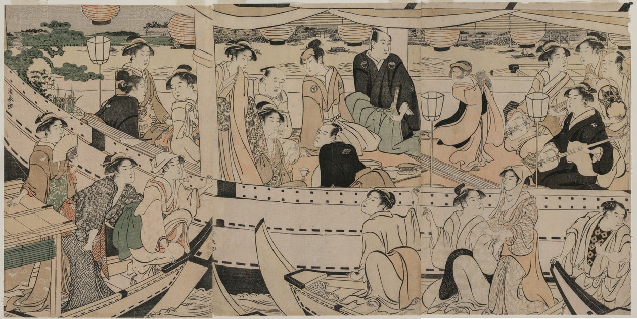 Veneilyjuhlat Sumida-joella tekijältä Torii Kiyonaga
