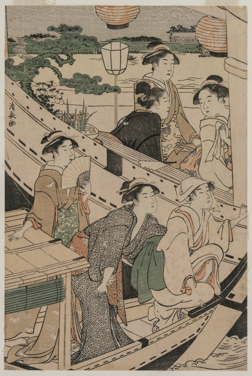 Veneilyjuhlat Sumida-joella, 1789. tekijältä Torii Kiyonaga