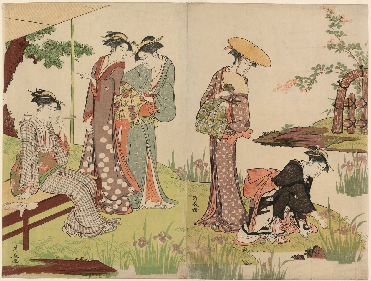 Iris-lammen varrella tekijältä Torii Kiyonaga
