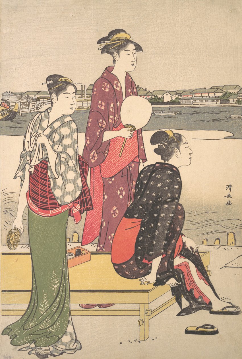 Ilta Sumida-joen rannalla. tekijältä Torii Kiyonaga