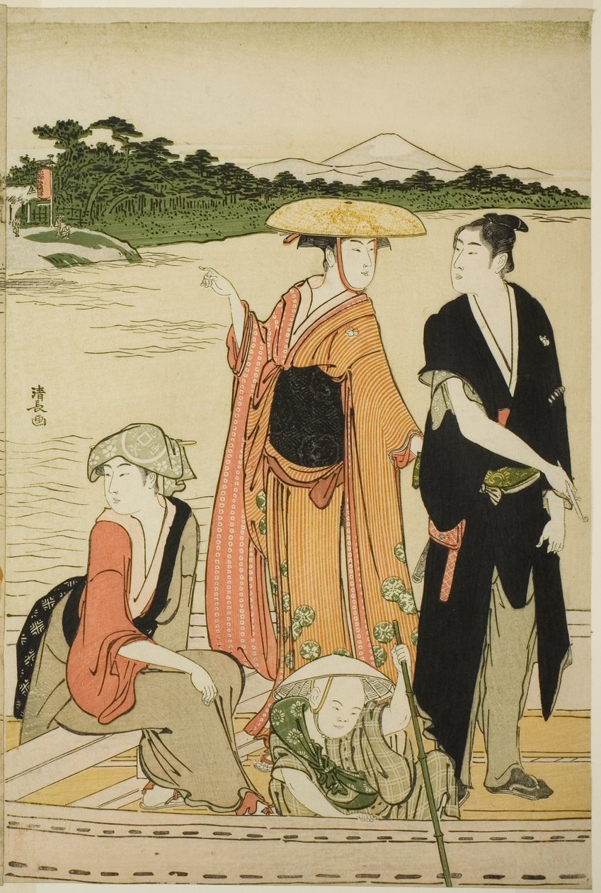 Lautta Rokugo-joella tekijältä Torii Kiyonaga