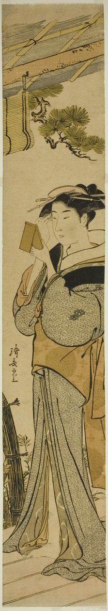 Geisha meikkaamassa tekijältä Torii Kiyonaga