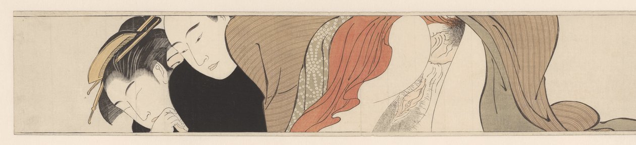 Geisha silmät kiinni. Sode no maki (sarjan nimi) tekijältä Torii Kiyonaga
