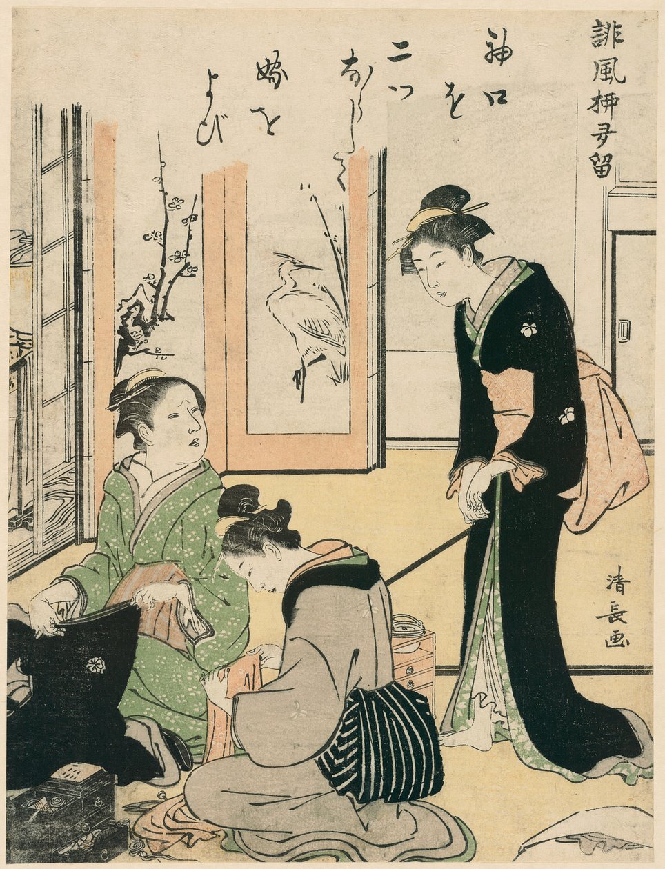Anoppi kiusaa morsiameta, sarjasta "Humorististen runojen kokoelma (Haifu yanagidaru)" tekijältä Torii Kiyonaga