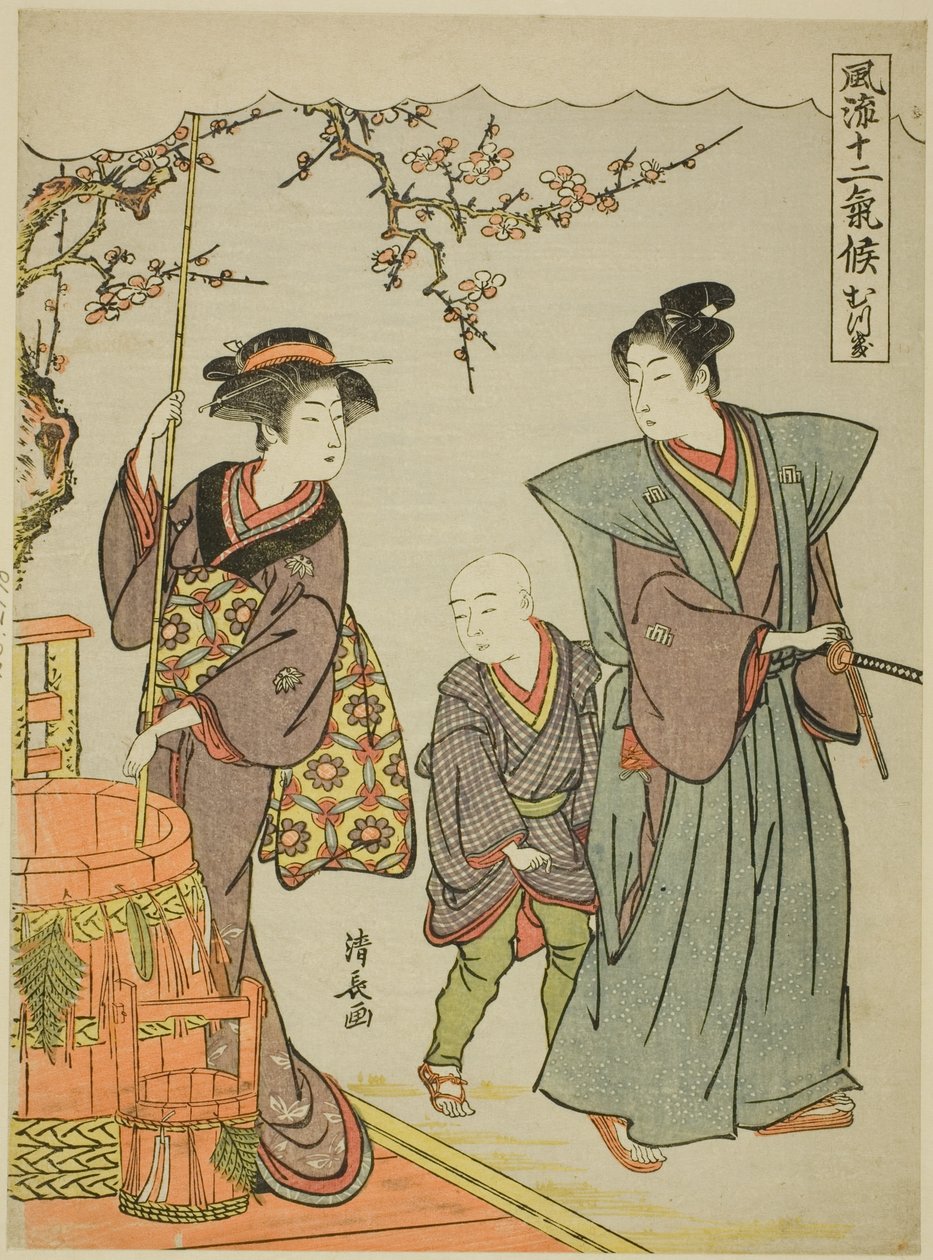 Ensimmäinen kuukausi (Mutsuki), sarjasta "Muodikas kaksitoista vuodenaikaa (Furyu juni kiko)" tekijältä Torii Kiyonaga