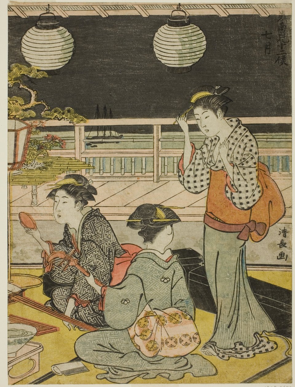 Seitsemäs kuukausi (Shichigatsu), sarjasta "Twelve Months in the South (Minami juni ko)" tekijältä Torii Kiyonaga