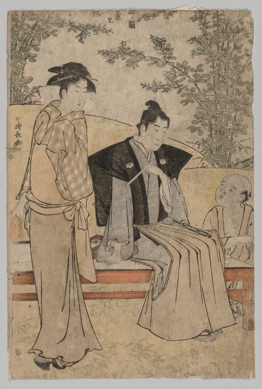 Kaksi rakastajaa sarjasta Brocades of the East in Fashion, 1752-1815. tekijältä Torii Kiyonaga