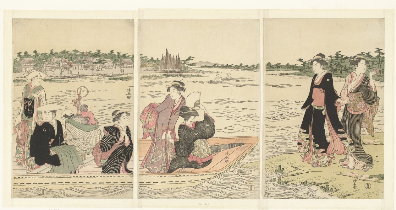 Lautta Sumida-joella tekijältä Torii Kiyonaga