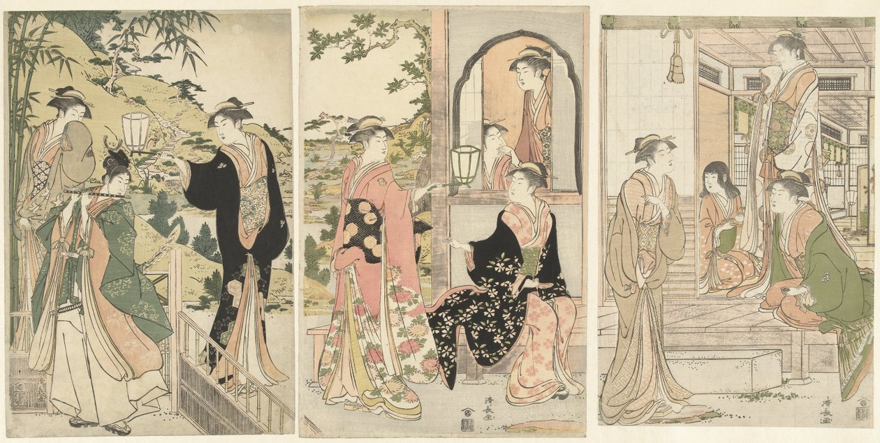 Yoshitsune serenade Joruri hime tekijältä Torii Kiyonaga