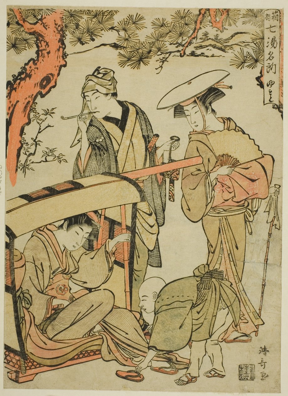Yumoto, sarjasta "Seven Famous Hot Springs of Hakone (Hakone shichito meisho)" tekijältä Torii Kiyonaga