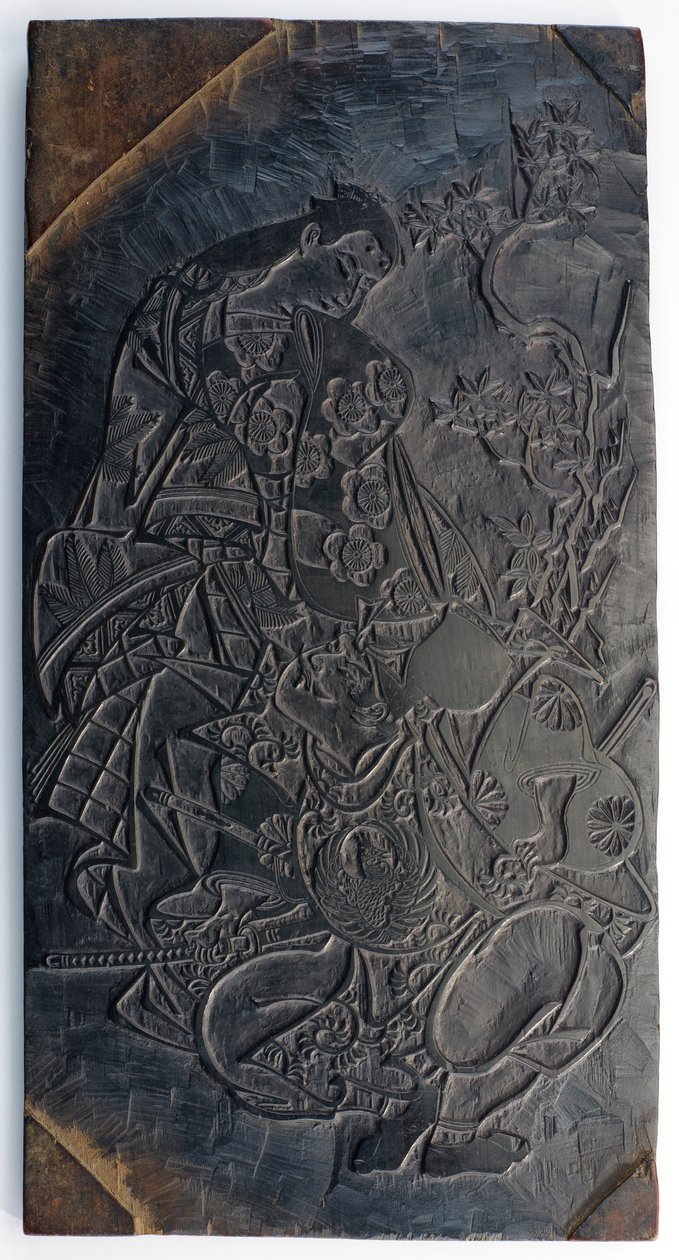Woodblock, recto: Oiran heittelee käsipalloa...Edon aikakausi, n.1685-1729. tekijältä Torii Kiyonobu I