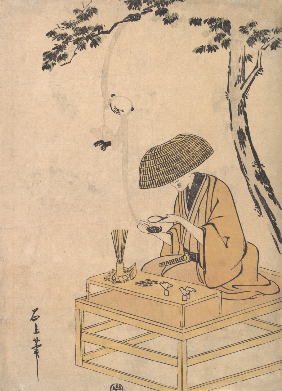 Suurennuslasi, n. 1775. tekijältä Toriyama Sekien