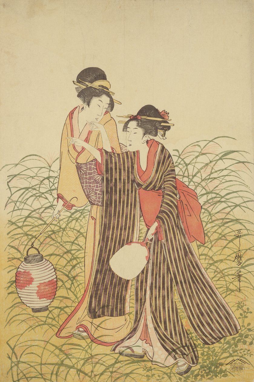 Two Ladies, Edo-kausi (1603-1868) (värillinen puupalikkaprintti) tekijältä Toshusai Sharaku