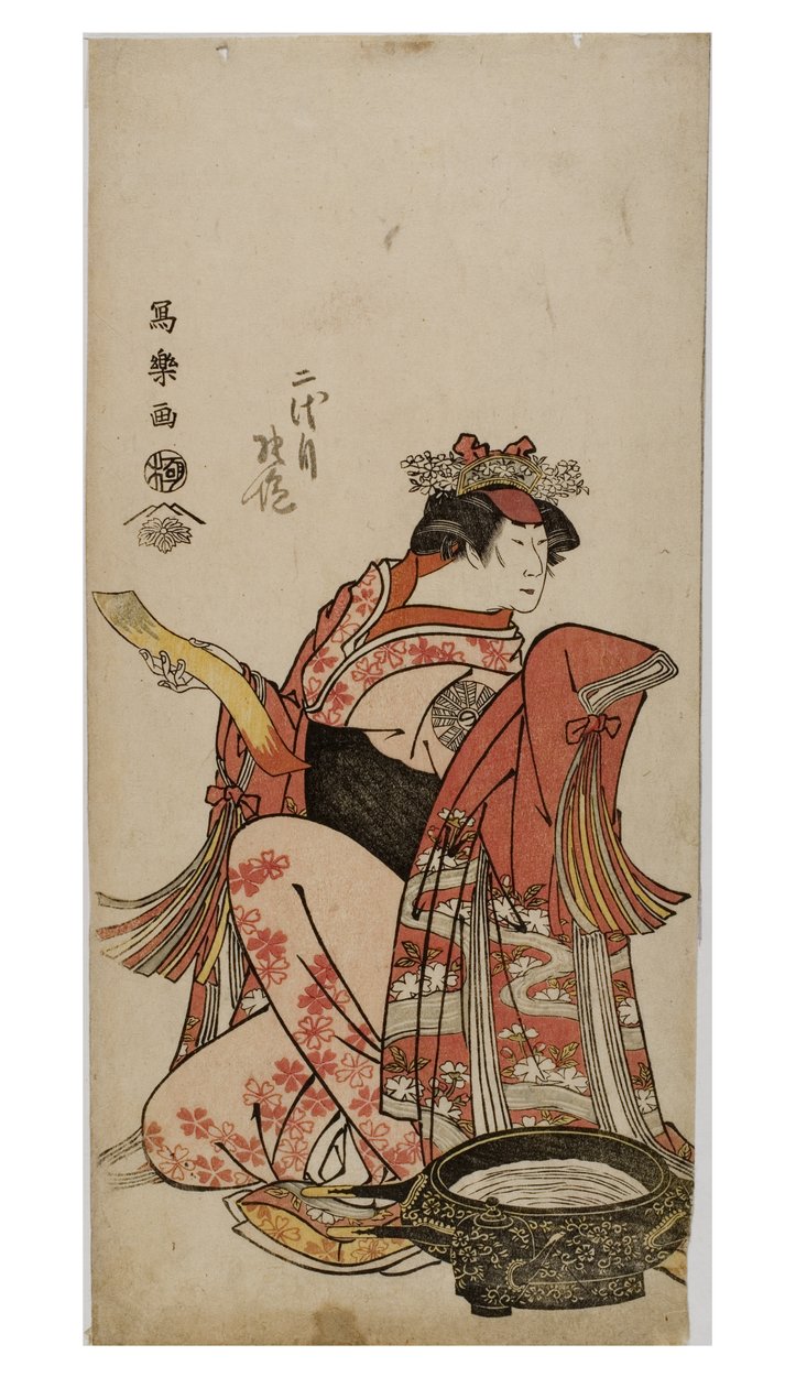 Kabuki-näyttelijä Nakamura naisroolissa (onnagata), n.1794-1795 (puupalikka paperilla) tekijältä Toshusai Sharaku