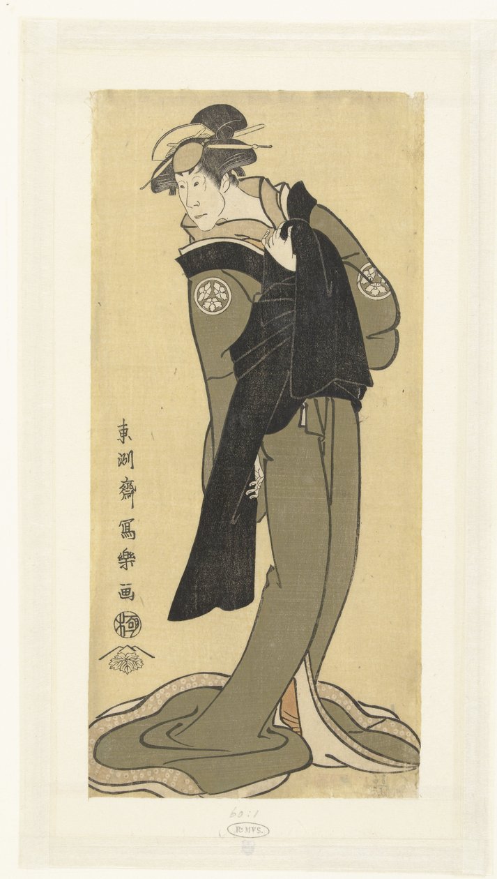Portret van Osagawa Tsuneyo II vrouwenrolissa tekijältä Toshusai Sharaku