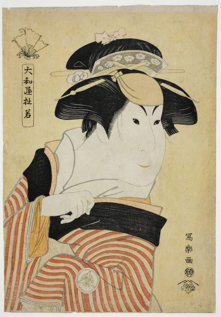 Yamatoya Tojaku (Näyttelijä Iwai Hanshiro IV Otomana, Ohinan tytär Inamuragasakista Kamakurassa) tekijältä Toshusai Sharaku