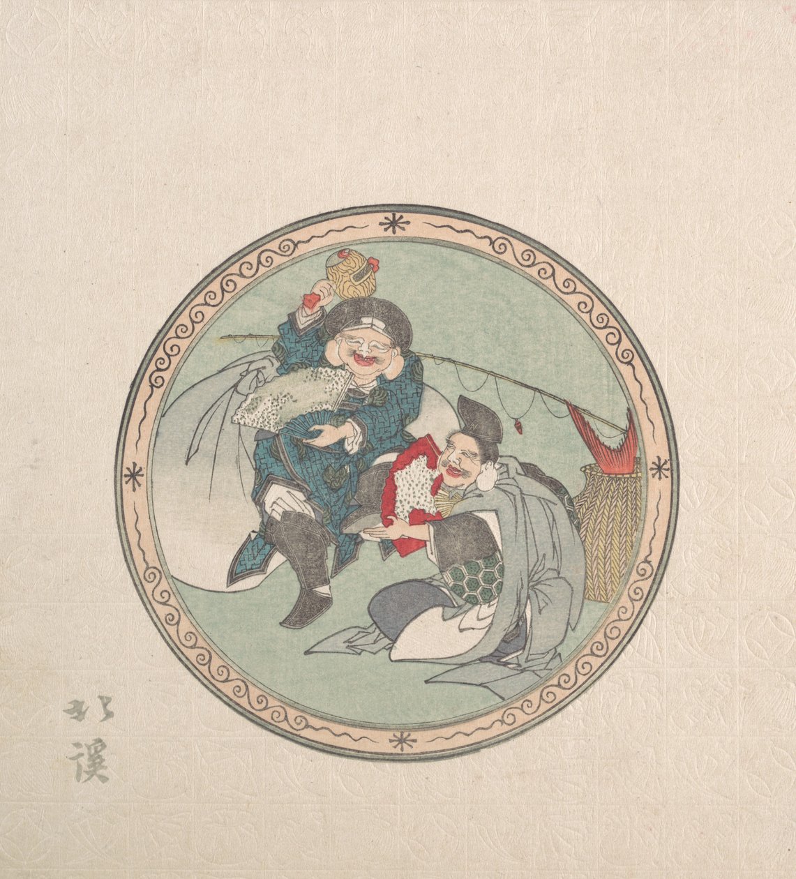 Ebisu ja Daikoku, kaksi seitsemästä onnenjumalasta, 1800-luku. tekijältä Totoya Hokkei